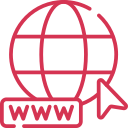 icone internet en rouge